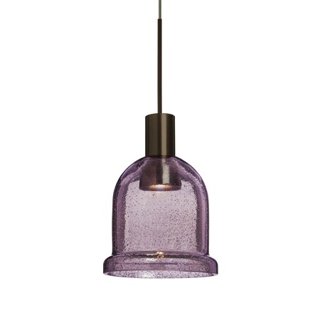 Besa Lighting Kiba Cord Pendant, Plum Bubble, Bronze Finish, 1x3W LED 1XT-KIBAPL-LED-BR